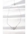 ietaks™ 316L Çelik Silver Renk Zirkon Taşlı Kalpli Kanat Kolye