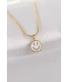 ietaks™ 316L Çelik Zincir Altın Renk Mermer Desenli Minimal Smile Kolye