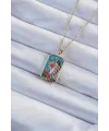 ietaks™ 316L Çelik Zincir Altın Renk Taç ve Kız Figürlü Renkli Mineli Tarot Kolye