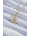ietaks™ 316L Çelik Zincir Altın Renk Zirkon Taşlı Aslan Figürlü Tarot Kolye