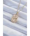 ietaks™ 316L Çelik Zincir Altın Renk Zirkon Taşlı Boğa Figürlü Tarot Kolye