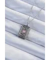 ietaks™ 316L Çelik Zincir Eskitme Gümüş Renk Pembe Mineli Kalp Figürlü Tarot Kolye
