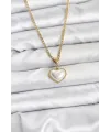 ietaks™ 316L Çelik Zincir Gold Renk Bombeli Kalp Model Kadın Kolye
