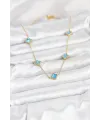 ietaks™ 316L Çelik Zincir Gold Renk Buz Mavisi Baby Boy Yonca Kadın Kolye