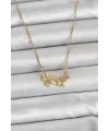 316L Çelik Zincir Gold Renk Çiçek ve Kelebek Model Kadın Kolye