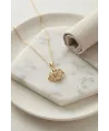 316L Çelik Zincir Gold Renk Crown Model Kolye