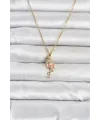 316L Çelik Zincir Gold Renk Flamingo Model Kadın Kolye