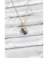 ietaks™ 316L Çelik Zincir Gold Renk Gece Model Zirkon Taşlı Kadın Kolye