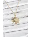 ietaks™ 316L Çelik Zincir Gold Renk Güneş Model Kadın Kolye