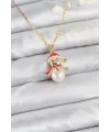ietaks™ 316L Çelik Zincir Gold Renk Kardan Adam Model Yılbaşı Temalı Kadın Kolye