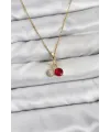 ietaks™ 316L Çelik Zincir Gold Renk Kiraz Model Zirkon Taşlı Kadın Kolye