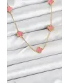 ietaks™ 316L Çelik Zincir Gold Renk Pembe Baby Boy Yonca Kadın Kolye