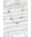 ietaks™ 316L Çelik Zincir Gold Renk Pembe Baby Boy Yonca Kadın Kolye
