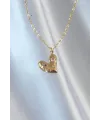ietaks™ 316L Çelik Zincir Gold Renk Renkli Zirkon Taşlı Kalp Kolye
