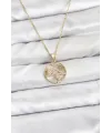 ietaks™ 316L Çelik Zincir Gold Renk Şans Kolyesi Model Zirkon Taşlı Kadın Kolye