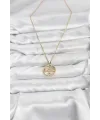 ietaks™ 316L Çelik Zincir Gold Renk Şans Kolyesi Model Zirkon Taşlı Kadın Kolye