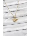 316L Çelik Zincir Gold Renk Sinek Model Zirkon Taşlı Kadın Kolye