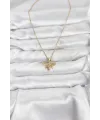 316L Çelik Zincir Gold Renk Sinek Model Zirkon Taşlı Kadın Kolye