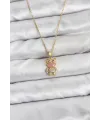 ietaks™ 316L Çelik Zincir Gold Renk Teddy Bear Model Zirkon Taşlı Kadın Kolye
