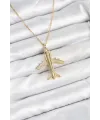 ietaks™ 316L Çelik Zincir Gold Renk Uçak Model Kadın Kolye