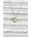 316L Çelik Zincir Gold Renk Yonca Model Kadın Kolye