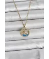 316L Çelik Zincir Gold Renk Zirkon Taşlı Deniz Temalı Kadın Kolye