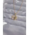 ietaks™ 316L Çelik Zincir Gold Renk Zirkon Taşlı Yıldız Figürlü Oval Kolye