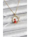 ietaks™ 316L Çelik Zincir Gold Zirkon Taşlı Yılbaşı Tema Kadın Kolye