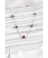 ietaks™ 316L Çelik Zincir Gümüş Renk Bordo Baby Boy Yonca Kadın Kolye