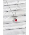 ietaks™ 316L Çelik Zincir Gümüş Renk Kiraz Model Zirkon Taşlı Kadın Kolye