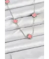 ietaks™ 316L Çelik Zincir Gümüş Renk Pembe Baby Boy Yonca Kadın Kolye