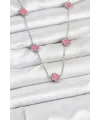 ietaks™ 316L Çelik Zincir Gümüş Renk Pembe Baby Boy Yonca Kadın Kolye