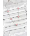ietaks™ 316L Çelik Zincir Gümüş Renk Pembe Baby Boy Yonca Kadın Kolye