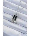 ietaks™ 316L Çelik Zincir Gümüş Renk Zirkon Taşlı Siyah Mineli Kız Figürlü Tarot Kolye
