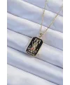 316L Çelik Zincir Renk Siyah Mineli Tarot Kolye TJ-BKO9247