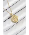 ietaks™ 316L Çelik Zirkon Taşlı Ay Ve Güneş Model Gold Renk Kadın Kolye