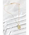 ietaks™ 316L Çelik Zirkon Taşlı Ay Ve Güneş Model Gold Renk Kadın Kolye