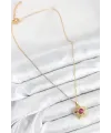 ietaks™ 316L Çelik Zirkon Taşlı Döner Güneş Model Gold Renk Kadın Kolye