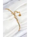 ietaks™ 316L Çelik Zirkon Taşlı Göz Charm Model Gold Renk Kadın Bileklik