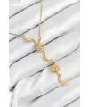 ietaks™ 316L Çelik Zirkon Taşlı Güneş Ve Ay Model Gold Renk Kadın Kolye