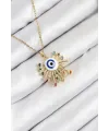 ietaks™ 316L Çelik Zirkon Taşlı Nazar Model Gold Renk Kadın Kolye