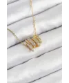 ietaks™ 316L Çelik Zirkon Taşlı Sarmal Model Gold Renk Kadın Kolye