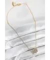 316L Çelik Zirkon Taşlı Sarmal Model Gold Renk Kadın Kolye TJ-BKO10512