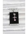 316L Cerrahi Çelik Pembe Zirkon Taşlı Kanat Model Göbek Piercing