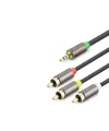3.5 Mm To 3Rca Kablo 2Lıne Gold 1.5M Siyah HDX1064