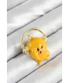 ietaks™ 3D Kulaklıklı Sarı Civciv Figürlü Gold Renk Kadın Broş