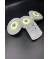 3lü Uzaktan Kumandalı Yapışkanlı Kablosuz Led Spot Lambalar