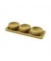 3pcs - Sunum Tepsili   Mini - Çap: 6cm  Ahşap Bambu Lokumluk - Çerezlik Kase