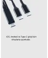 3’ü 1 Arada Şarj Kablosu Type-c İos Android Uyumlu Hızlı Ve Güvenli Şarj