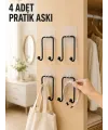 4 Adet Yapışkanlı Duvar Askısı Çok Amaçlı Pratik Askılık Seti